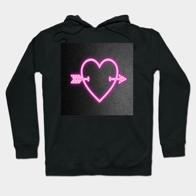 Heart & Arrow Bright Pink on Black Background Graphic Design Cute Gifts Hoodie by tamdevo1